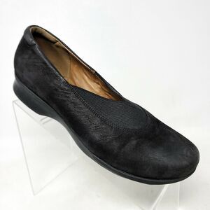 Clarks Artisan Womens 10M Black Nubuck Leather Slip On Shoes Daelyn Hill Comfort